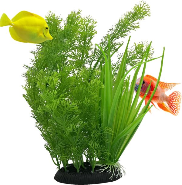 Mascot Pets Large Thick Green Plastic Artificial Plant Bush Reeds for Aquarium Fish Tank Aquatic Greenery Décor Decoration Water Grass Plants