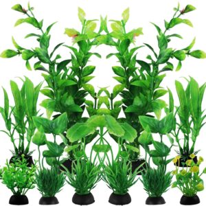 QUOZUO Fish Tank Accessories Aquarium Decorations Green Plants, 10pcs Green Fish Tank Decorations Plastic Plants, Fish Tank Decor, Aquarium Decor Plants