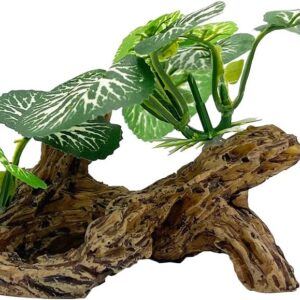 Smoothedo-Pets Aquarium Plants Fish Tank Decorations Betta Rest Soft Silk Leaf/Small Size Plastic Artificial Plant Goldfish Waterscape Fish Hides Snake Tank/Reptiles Plants (Driftwood Type） (CC)