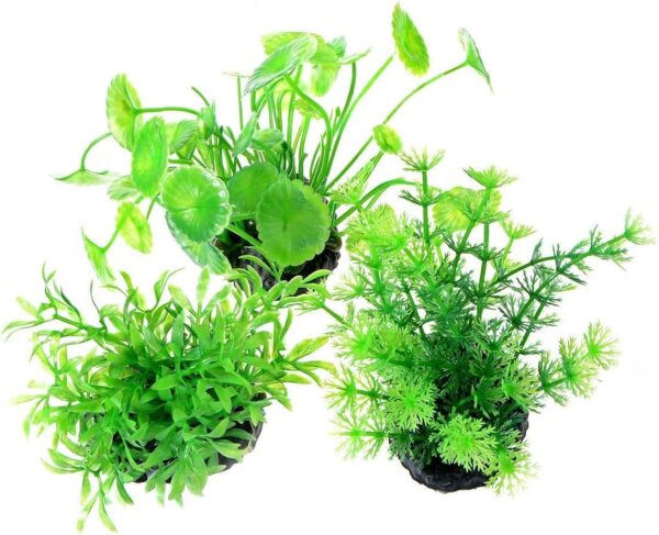 Uotyle Fish Tank Plants Plastic Artificial Aquarium Plants Decorations Green Ornament Small 3Pcs