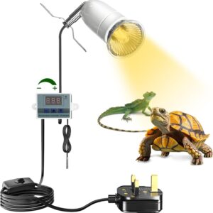 Lamptobe Reptile Ceramic Heat Lamp Holder 200W, Pet Heater Bracket for E27 Bulb with Smart Thermostat for Snake, Turtle, Lizard and Other Reptile