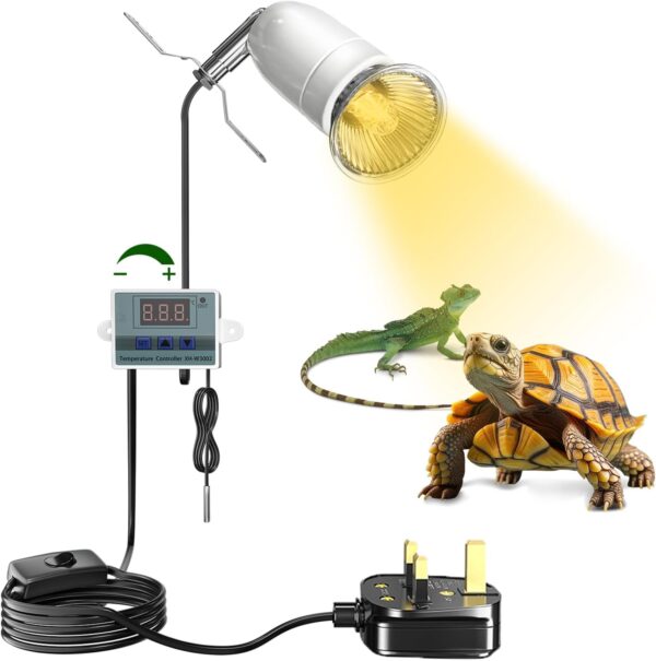 Lamptobe Reptile Ceramic Heat Lamp Holder 200W, Pet Heater Bracket for E27 Bulb with Smart Thermostat for Snake, Turtle, Lizard and Other Reptile