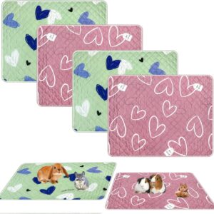 4 Pack Guinea Pig Cage Liner Guinea Pig Bedding Reusable Fast Absorbent Waterproof Puppy Pee Pads Washable Air Dried Pee Mat for Small Animals Pet Cat Chinchillas Hamster Rabbit Bedding 27‘’ x 19‘’