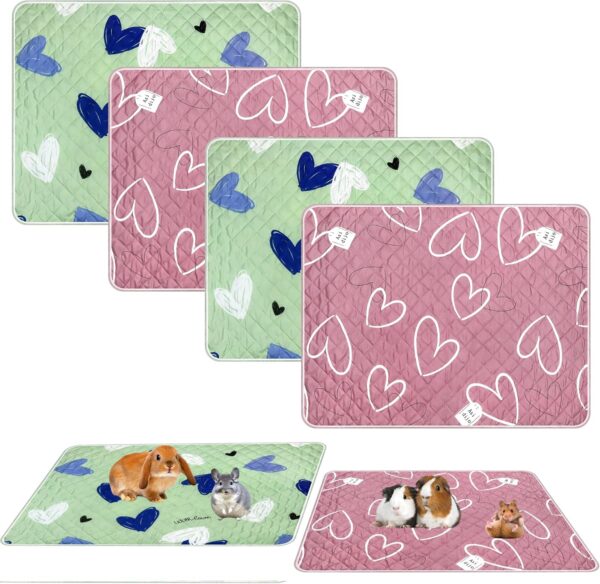 4 Pack Guinea Pig Cage Liner Guinea Pig Bedding Reusable Fast Absorbent Waterproof Puppy Pee Pads Washable Air Dried Pee Mat for Small Animals Pet Cat Chinchillas Hamster Rabbit Bedding 27‘’ x 19‘’