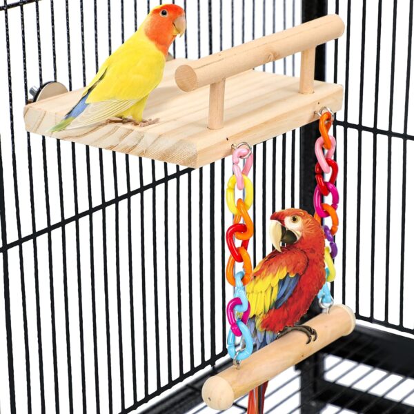 TeTupGa Bird Perches Cage Toys Parrot Wooden Platform Play Gyms Exercise Stands With Acrylic Wood Swing Ferris Wheel Chewing For Animals Green Cheeks, Baby Lovebird, Chinchilla, Hamster Budgie