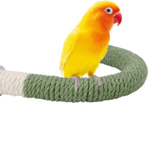 Hypeety Bird Perch Stand for Cockatiel, U Shape Natural Wood Hemp Rope, Safe Non-slip Foot Exercise and Beak Trimming Toy, Easy Installation, Pink, Small 6.2x4.7''