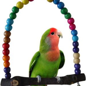 Parrot Toys Wooden Bird Swings, 5.5''x 5.6'' Multi-color Conure Cockatiel Swing Hanging Toys for Small Animal, Parakeets,Budgie