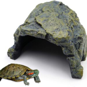 Svauoumu Reptile Hide Rock Tortoise Cave Large Gecko Hideouts Resin Bearded Dragon Hide, for Turtles, Horned Frogs, Lizards,Spiders,Snakes, Tortoise Accessories