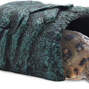 Aquarium Cave, Tortoise Rock Aquarium Decoration Terrarium Stone Hideaway Natural Habitat Ornament for Gecko Spiders Frogs Lizards Fish Amphibian