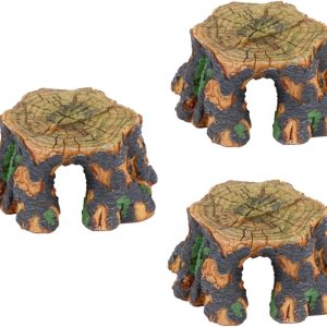 BESPORTBLE 3pcs Climbing Pets Avoid Tree Holes Animal Reptile Hideout Decor Tortoise House Hide Lizard Escape Hole Fish Escape Hole Reptile Bed Reptile Supplies Reptile House Resin Khaki