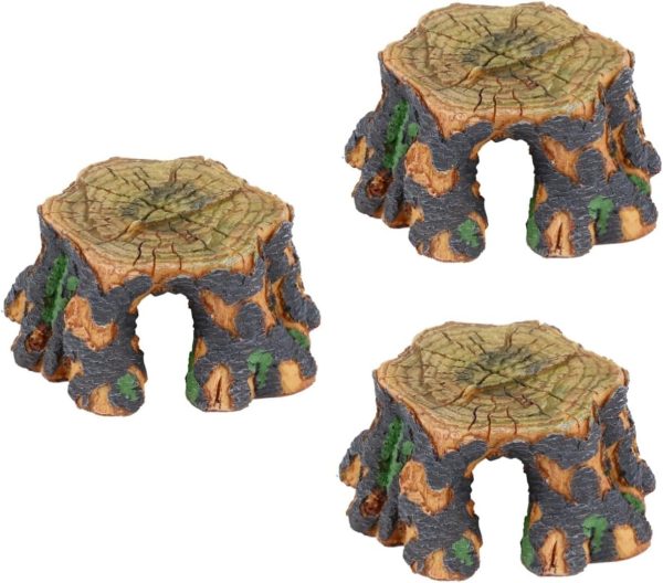 BESPORTBLE 3pcs Climbing Pets Avoid Tree Holes Animal Reptile Hideout Decor Tortoise House Hide Lizard Escape Hole Fish Escape Hole Reptile Bed Reptile Supplies Reptile House Resin Khaki