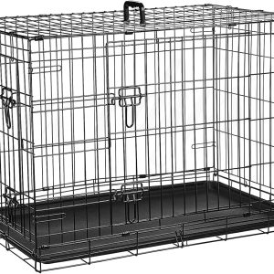 Cardys Small Dog Crate Dog Cage Puppy Crate Pet Cage with 2 Doors Easy Clean Removable Plastic Tray Folding Metal Training Crate for Small Dogs 24 inch (Small 24")