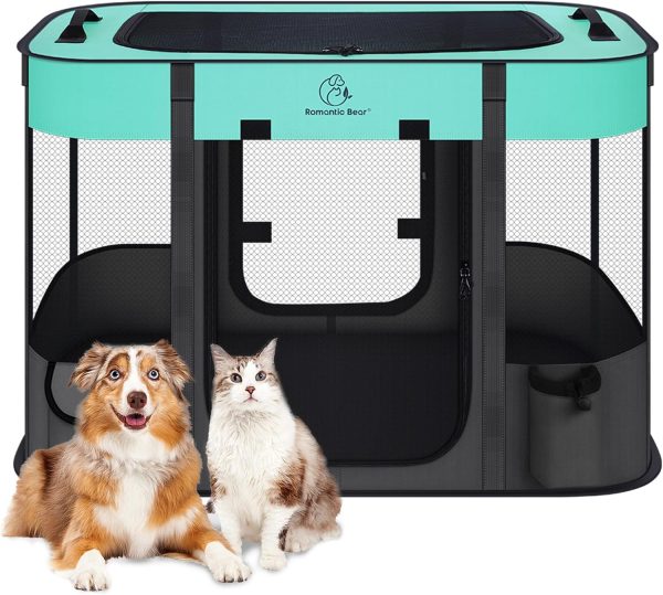 Foldable Pet Playpen,Cat Dog Playpen,Portable Dog Cage soft Portable Exercise Kennel Tent,Puppy Pen Indoors/Outdoors Pet Tent Fence(S(70 * 55 * 45cm))