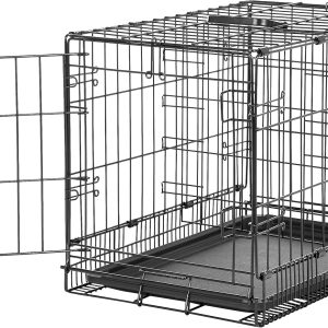 Amazon Basics XS Metal Dog Crate/Cage with Tray, Durable and Foldable Dog Cage with Single Door, Black, Extra Small 56cm (22")