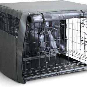 FurDreams Premium Cover for 24 Inch Dog Crate - Polyester with PVC Coating, Two Rolling Doors & Breathable Mesh Windows - Easy Installation & Machine Washable - Cage Cover for Puppy Training (Small)