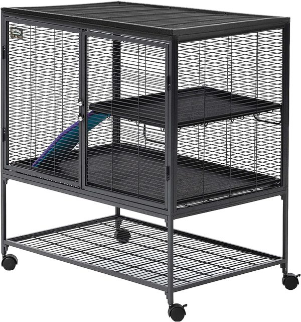 MidWest Homes for Pets Deluxe Critter Nation Single Unit Small Animal Cage, Assembled Cage is 91.44 L x 60.96 W x 62.23 H centimeters Gray Quartz, Model 161