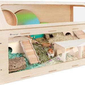 Niteangel Vista Hamster Cage W/Oblique Opening Cage Door - MDF Aspen Small Animal Cage for Syrian Dwarf Hamsters Degus Mice or Other Similar-Sized Pets (Medium - 40.7 x 22.7 x 22.9 inches)