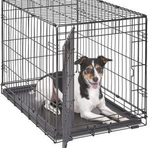 MidWest Homes for Pets Newly Enhanced Single Door iCrate 76.2 cm (30-Inch) Long Dog Crate, Includes Leak-Proof Pan, Floor Protecting Feet , Divider Panel & New Patented Features, Black, Model 1530