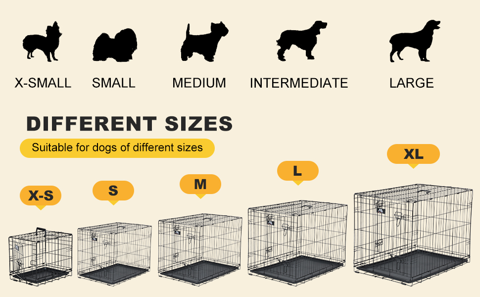 diffeerent size dog crate