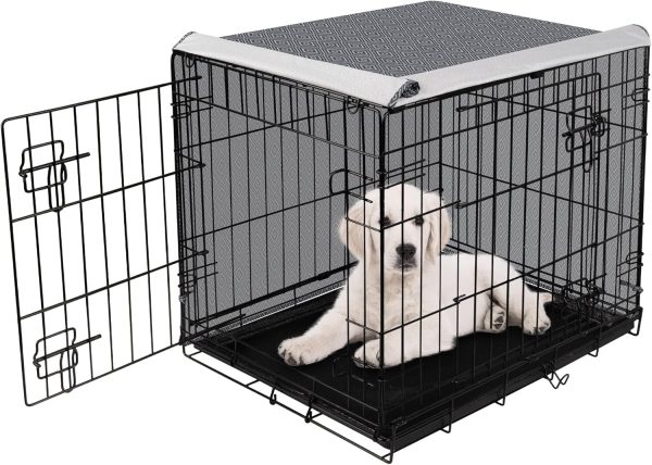 Pet Prime Dog Crate Cover for Wire Cages 24 Inch Indoor Breathable Polyester Pet Kennel Cover Machine Wash & Dry Double Door Small (Cover Only)