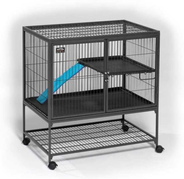 MidWest Homes for Pets Deluxe Ferret Nation Single Unit Small Animal Cage, Assembled Cage is 91.44 L x 60.96 W centimeters Gray Quartz, Model 181