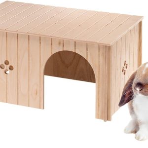 Ferplast Rabbit House, Guinea Pig Wooden House, Small Pet House, FSC Certificated Wood, 52 x 31 x 26 cm