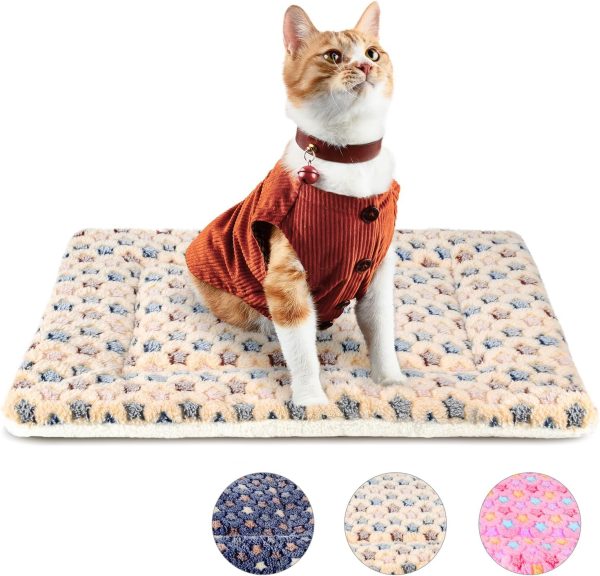 Kekuningan Cat Bed for Indoor Cats Washable Flat Kitten Bed Blanket Soft Warm Pet Pad for 18 inch Cage Small Dog Bed Mat Mattress Puppy Crate Pillow Reversible Extra Small 45x37cm