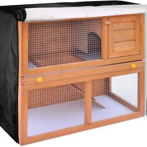 Rabbit Hutch Cover,48 Inch Double Hutches Cover,Windproof Waterproof Thermal cage cover,Outdoor Rabbit Hutches Cover for Guinea Pig Cage.Small Animal Outdoor Pens & Hutches.Rabbit Cover Hutch.Black