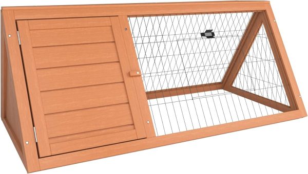 Pet Vida Wooden Pet Rabbit Hutch Triangle, Bunny Guinea Pig Cage Animal House Enclosure Outdoor Run