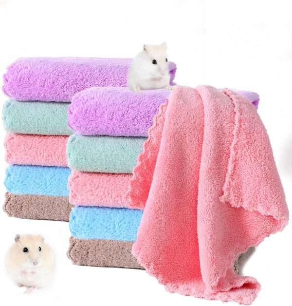 MZQSIY 10 Pieces Small Animal Plush Bed,guinea Pig Blanket 11.81 * 11.81in Hamster Fleece Cage Liners for Cage Accessories for Rabbit Bunny Chinchilla Squirrel Hedgehog Hamster