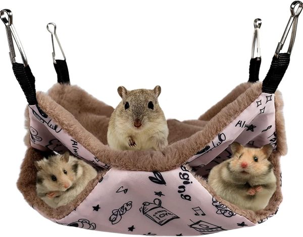 VERTUPET Small Pet Cage Hammock, Double-Layer Hanging Bed for Small Animals Bed Warm Ferrets Hideout Accessories Toy for Chinchilla Swing Nest Guinea Pig