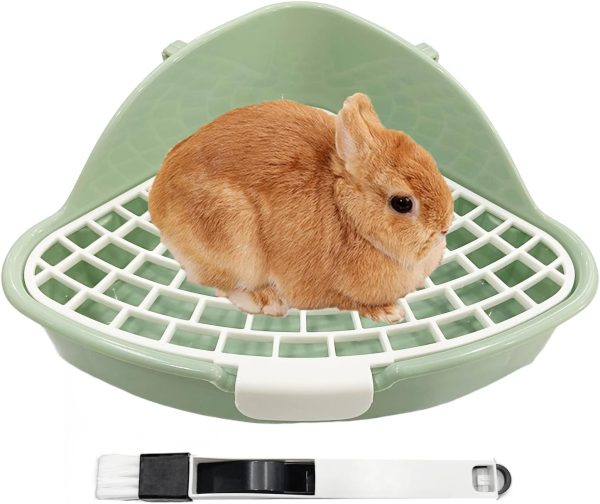 Rabbit Litter Box, Small Rabbit Litter Tray for Cage Pet Rabbits Guinea Pigs Hamsters Chinchillas Small Animals, Rabbits Hamster Bedding Litter Pan Potty Trainer Corner Detachable Triangular Toilet