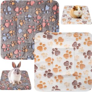 2 pcs Small Animal Plush Bed, Warm Fluffy Puppy Blanket, Fleece Sleep Pad Guinea Pig Hamster Rabbit Bed Mat Small Animal Winter Sleep Bedding Mat for Kitten,Bunny, Chinchilla, Squirrel, Hedgehog