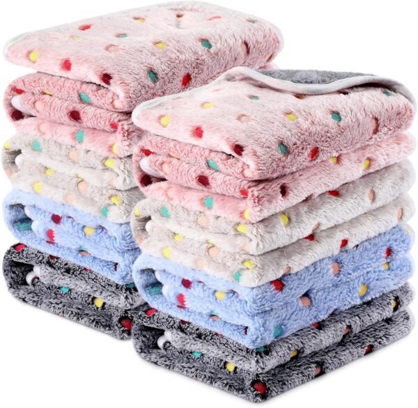 8 Pcs Guinea Pig Bedding Cage Liners Bulk Waterproof Blankets Small Animal Flannel Throw Bedding Absorbent Reusable Pet Pee Sleep Mat Pad Cover for Hamster Ferret (Dot,12 x 12 Inch)