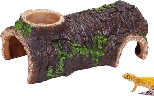 AIICIOO Reptile Gecko Hide Cave Terrarium Decor Resin Hollow Hide Cave for Lizard Leopard Gecko Bearded Dragon Tank Accessories Large