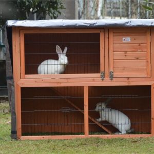 BUNNY BUSINESS Moisture Resistant Rabbit Hutch Covers, 48" Universal Double Decker Hutch Cover for Rabbit Hutches Dustproof for Bunny Guinea Pig, Rabbit Cage Cover, Pet Hutch Covers, Dark Brown