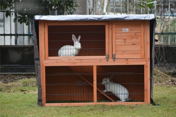 BUNNY BUSINESS Moisture Resistant Rabbit Hutch Covers, 48" Universal Double Decker Hutch Cover for Rabbit Hutches Dustproof for Bunny Guinea Pig, Rabbit Cage Cover, Pet Hutch Covers, Dark Brown