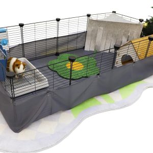 CHEGRON Guinea Pig Cages with Liner 48x24x12inch C&C Small Animal Cage Pet Puppy Dog Playpen Indoor Rabbit Chinchilla Hedgehog Habitat Fence DIY 12PCS Metal Grids with Bottom