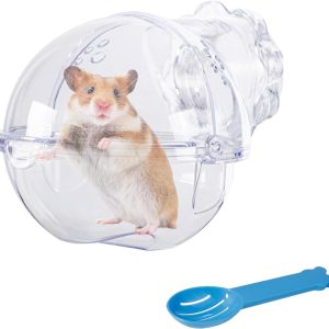 DiiWmme Hamster Bathroom,Transparent Hamster Sand Bathroom Set with Sand Shovel Washable Hamster Toilet Small Pet Bathtub Cage Accessories for Guinea Pig Dwarf Hamster Gerbil (Style 2)