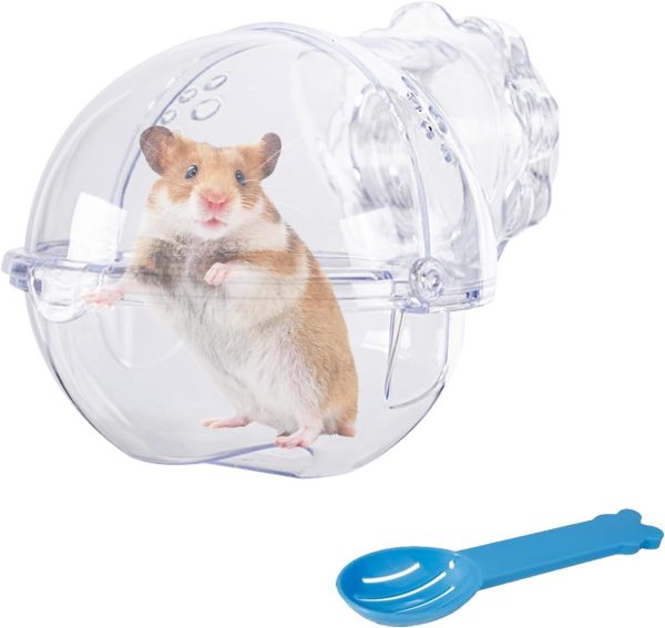 DiiWmme Hamster Bathroom,Transparent Hamster Sand Bathroom Set with Sand Shovel Washable Hamster Toilet Small Pet Bathtub Cage Accessories for Guinea Pig Dwarf Hamster Gerbil (Style 2)