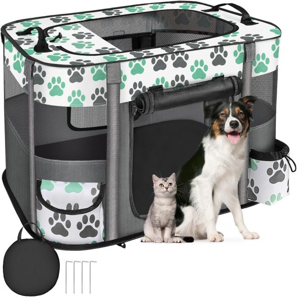 Eyein Dog Playpen, Foldable Portable Pet Dog Cat Playpen for Indoor Outdoor, 600d Oxford Kennel Dog Kitten Cat Crate, Breathable Visible Tent Cage for Puppy Rabbits Hamster Small Animals (70*55*45cm)