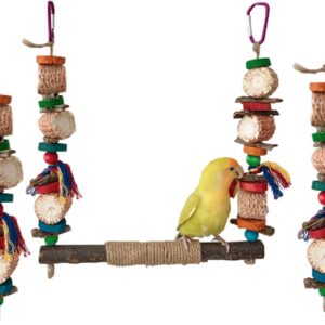 Fhsqwernm Bird Swing Parrots Cage Toy Swing Set Wooden Corncob Training For Small Size Birds Parrots Playstand Set