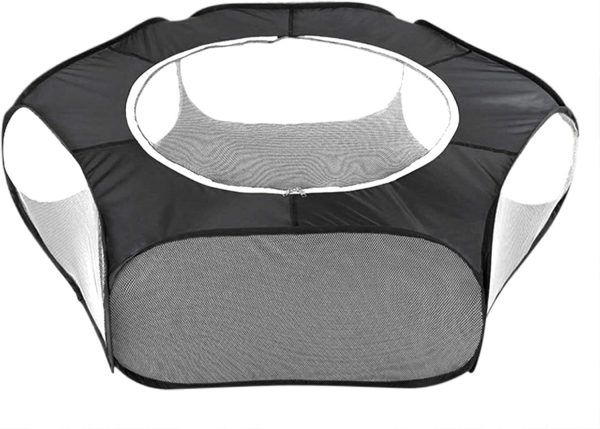 Foldable Small Animal Playpen Cage Tent with Cover Fabric Mesh Outdoor Indoor Run Play Pen Exercise Fence, Small Animal Cage Pen Pets Pop up Playpen for Guinea Pig Rabbit Hamster Chinchilla Hedgehog