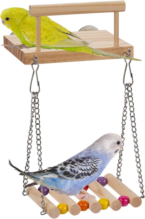 IBWell Parakeet Toys Bird Toys for Parakeets Bird Stand Bird Perch Stand Parakeet Swing Colorful Parakeet Perches - Platform Swing