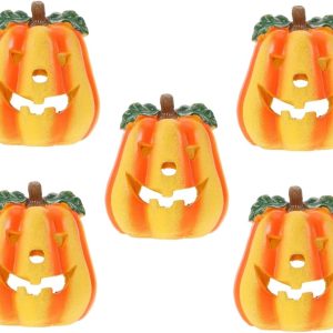 INOOMP 5pcs Pumpkin Hideout House Spider Hide Bearded Dragon Hideout Fish Shelter Aquarium Hideout Decor Reptile House Shrimp Hideout Pumpkin Fish Hideout Pumpkin Reptile Habitat Resin