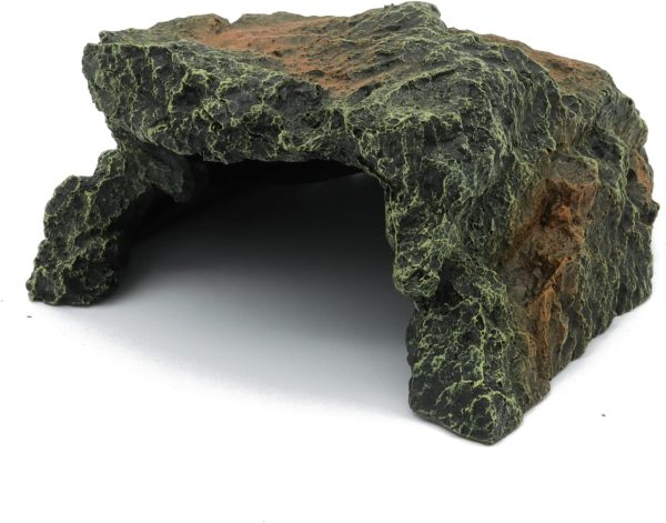 JIH Reptile Rock Hide Cave, Aquarium Habitat Decor Rock Tortoise Hideout for Lizards, Turtles, Reptiles, Amphibians, Fish