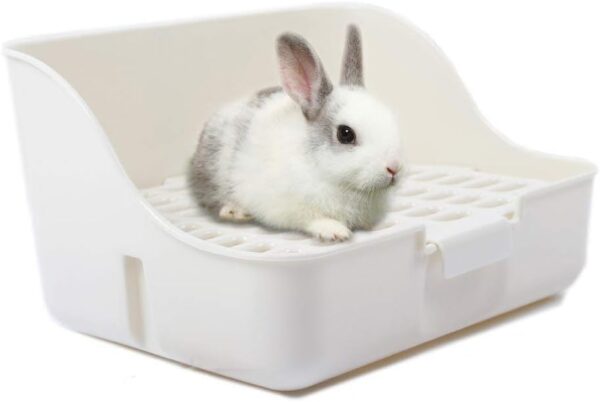 Md trade Square Potty Trainer Corner Litter Bedding Box Pet Pan for Small Animal/Guinea Pig/Rabbit/falesaur/Ferrets(White)