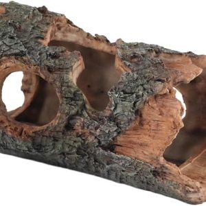 OMEM Reptile Hideout Box, Simulation Tree Bark Medium Reptile Hides and Caves Habitat Decor, Reptile Container Landscaping Adornment