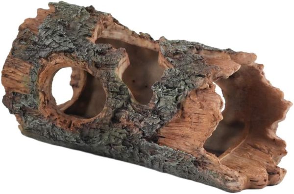 OMEM Reptile Hideout Box, Simulation Tree Bark Medium Reptile Hides and Caves Habitat Decor, Reptile Container Landscaping Adornment