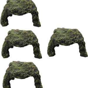 POPETPOP 4pcs Climbing Pet Shelter Hole Terrarium Pets Basking Platform Bearded Dragon Hideout Tortoise Accessories Creative Reptile Ramp Reptile Hides Reptile Decor Resin